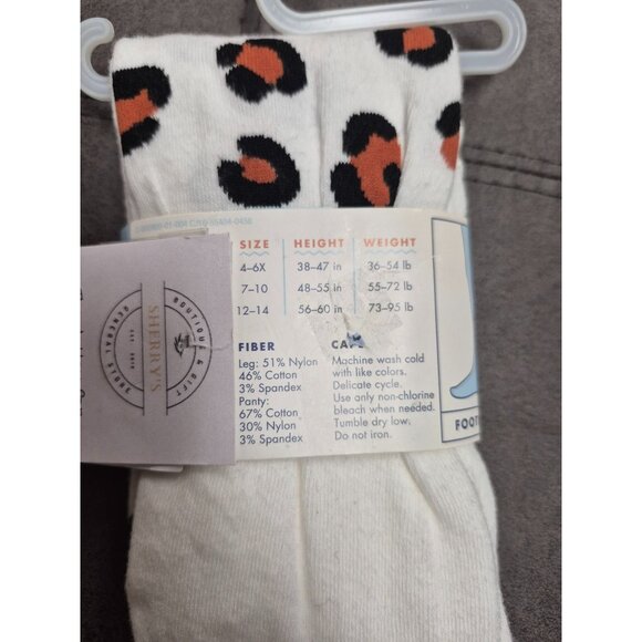 Leopard Print Childrens Footed Tights Size 4/6X Cat & Jack Cotton & Nylon Blen - Picture 5 of 6